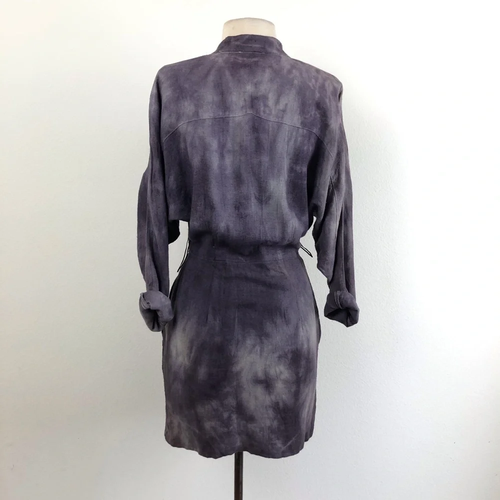 vintage 90s tie dyed linen shirt dress‎ grunge boho